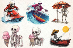 Funny Summer Skeleton Clipart Bundle - CraftNest - Digital Crafting and Art