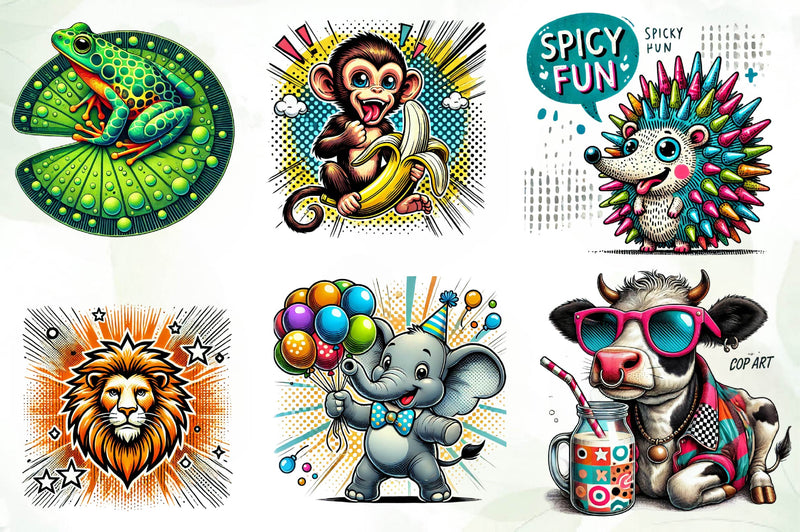 Animals Pop Art Clipart Bundle - CraftNest - Digital Crafting and Art