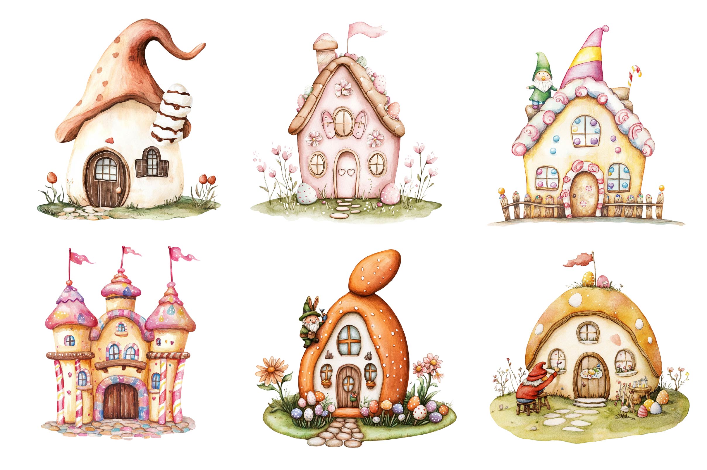 Easter Gnome Gingerbread House Clipart Bundle - CraftNest - Digital Crafting and Art