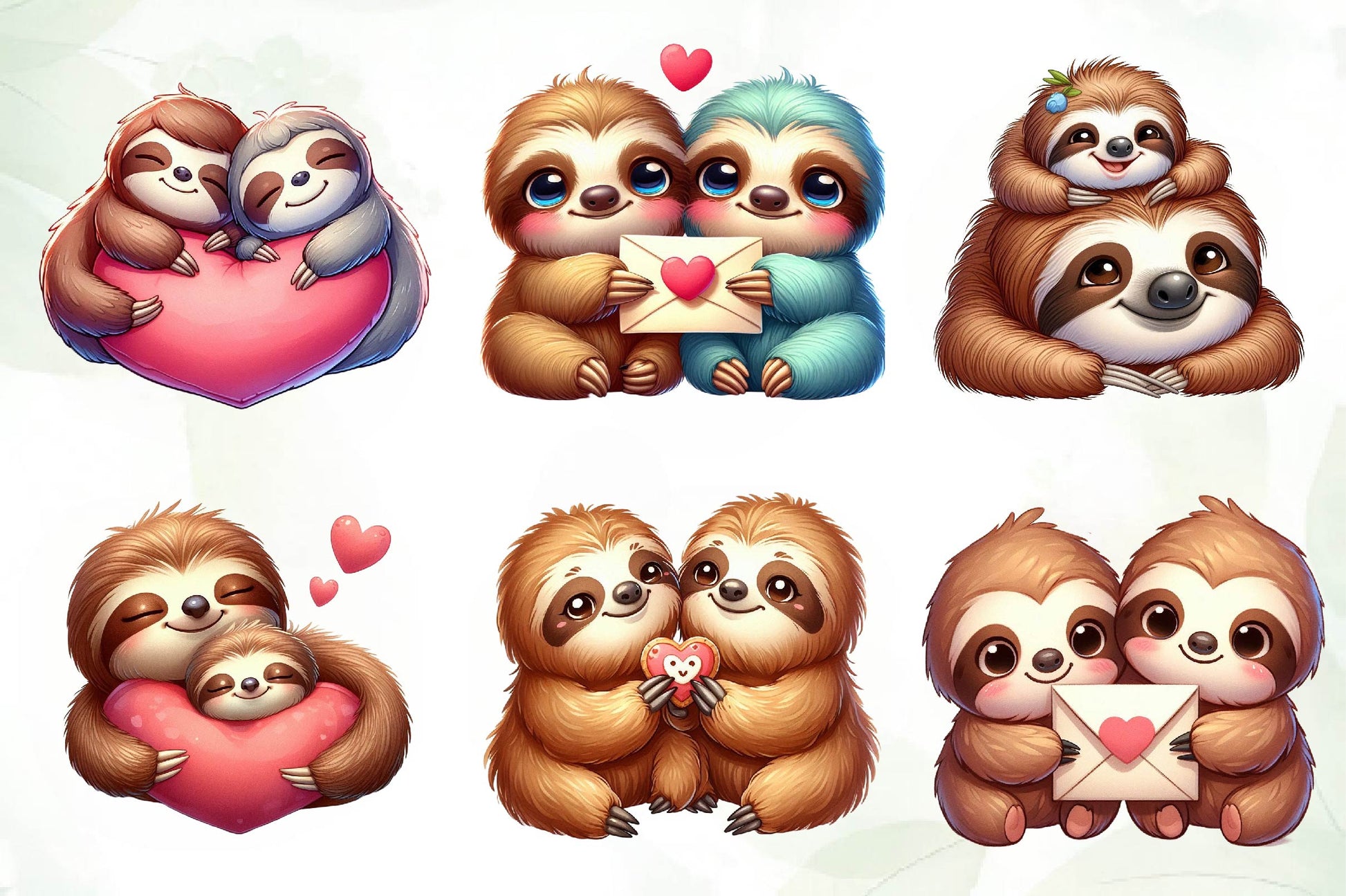 Cute Sloth Couple Water Color Clipart Bundle - CraftNest - Digital Crafting and Art