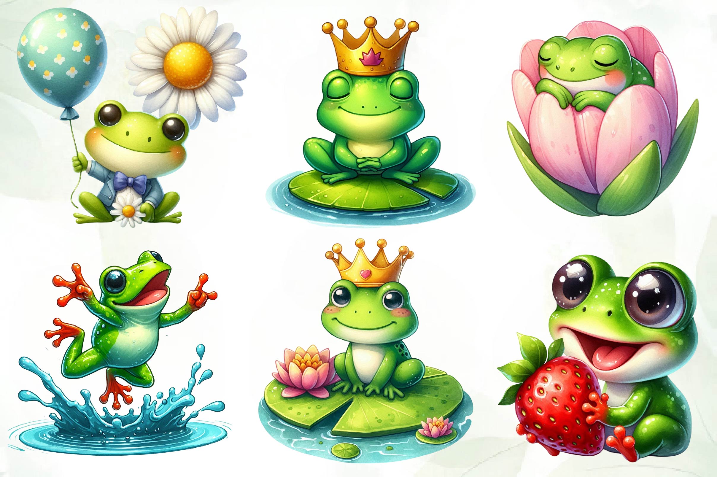 Spring Funny Frog Clipart Bundle - CraftNest - Digital Crafting and Art