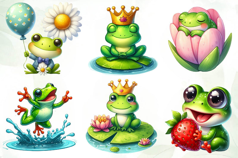 Spring Funny Frog Clipart Bundle - CraftNest - Digital Crafting and Art