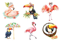 Tropical Toucan And Flamingo Summer Vibes Clipart Bundle - CraftNest - Digital Crafting and Art