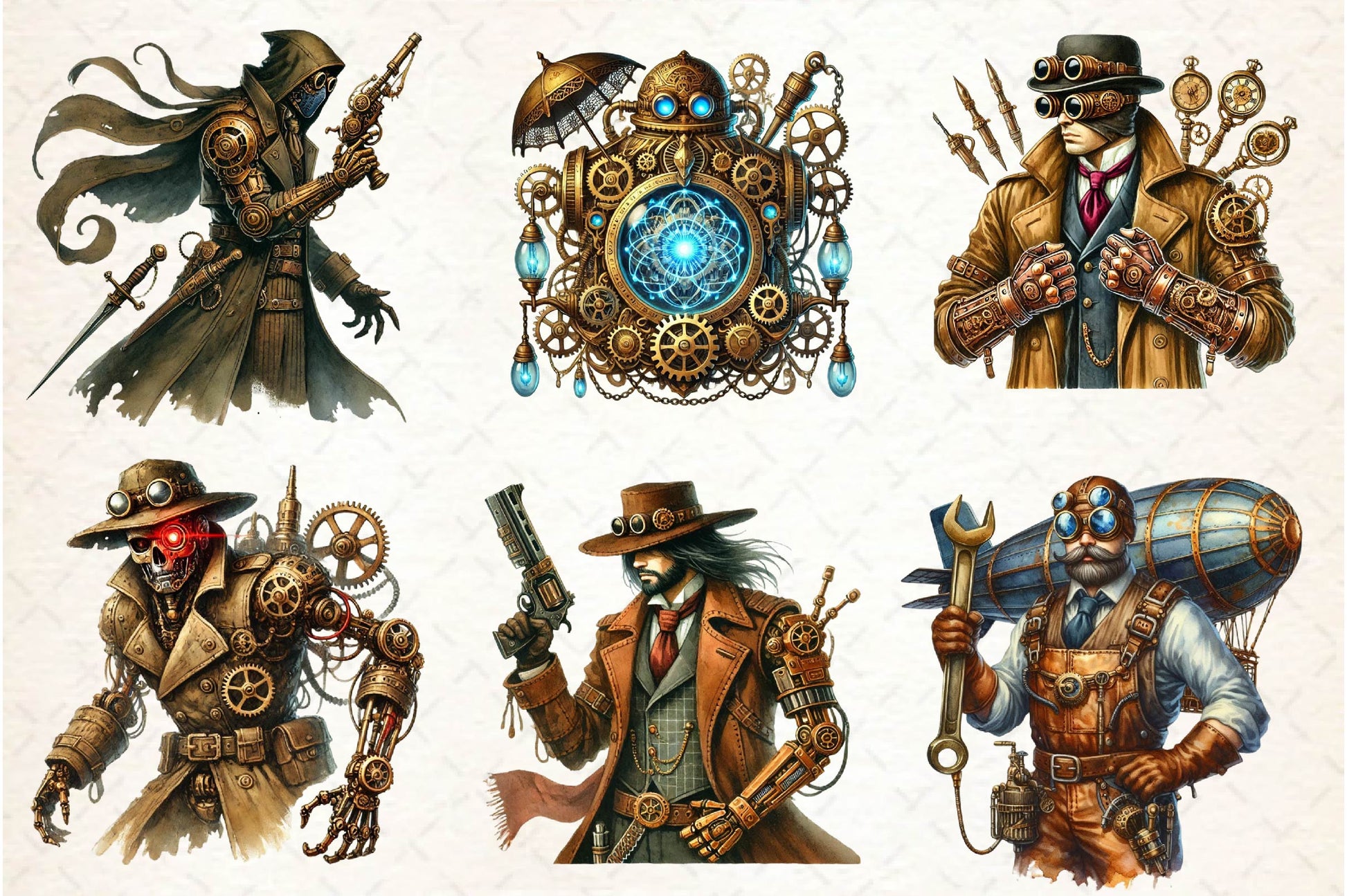 Steampunk Character Clipart Bundle - CraftNest - Digital Crafting and Art