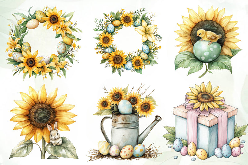 Easter Sunflowers Clipart Bundle - CraftNest - Digital Crafting and Art