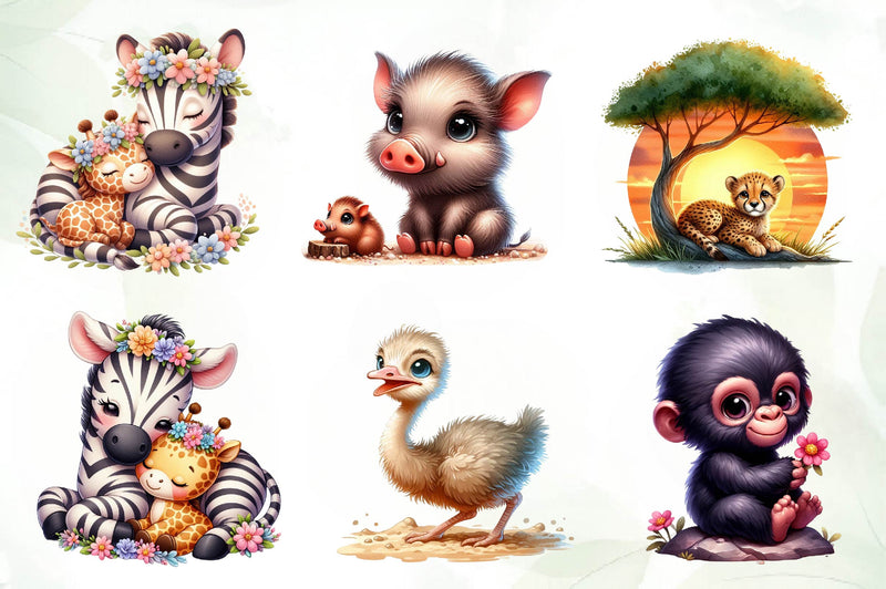 Cute Safari Animals Clipart Bundle - CraftNest - Digital Crafting and Art