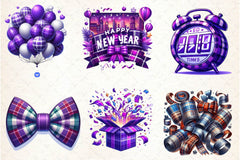 Purple New Year 2025 Clipart Bundle - CraftNest - Digital Crafting and Art