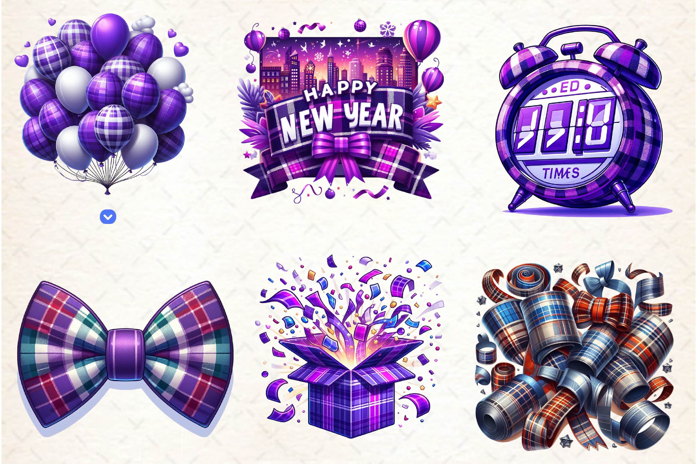 Purple New Year 2025 Clipart Bundle - CraftNest - Digital Crafting and Art