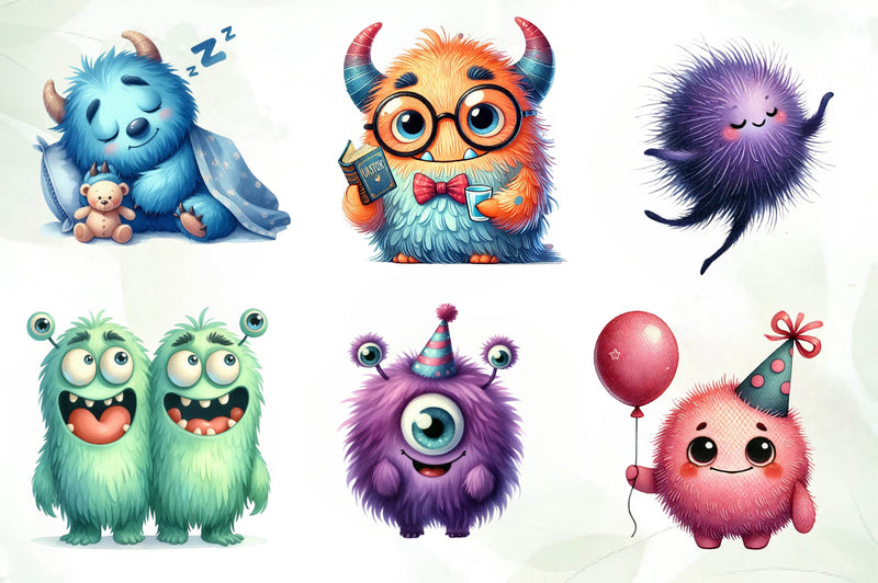 Cute Funny Monsters Clipart Bundle - CraftNest - Digital Crafting and Art