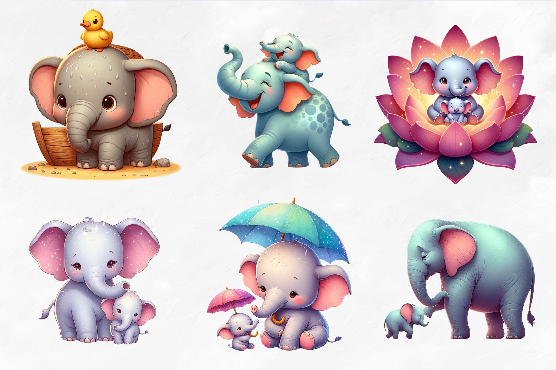 Mother And Baby Elephant Clipart Bundle - CraftNest - Digital Crafting and Art