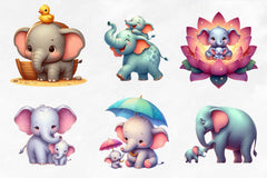 Mother And Baby Elephant Clipart Bundle - CraftNest - Digital Crafting and Art