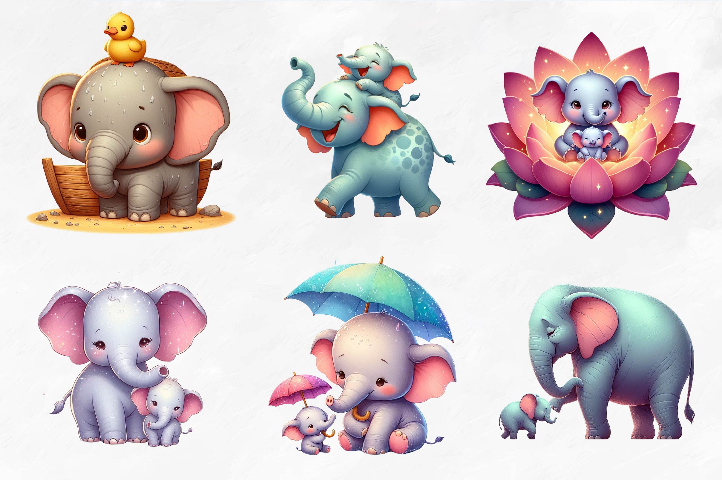 Mother And Baby Elephant Clipart Bundle - CraftNest - Digital Crafting and Art