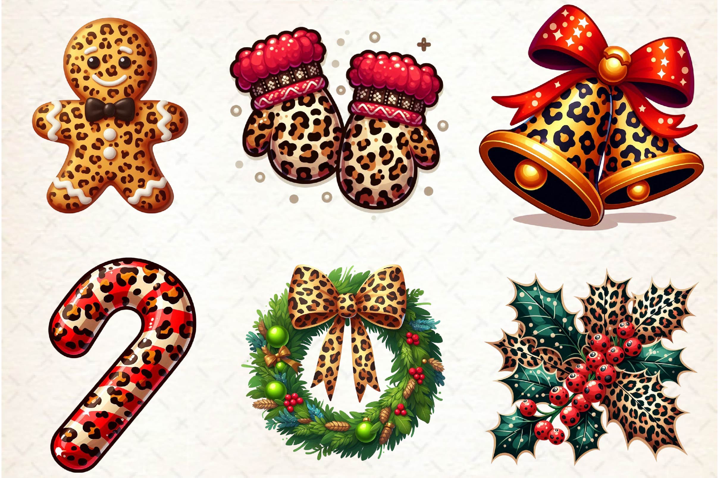 Leopard Print Christmas Clipart Bundle - CraftNest - Digital Crafting and Art