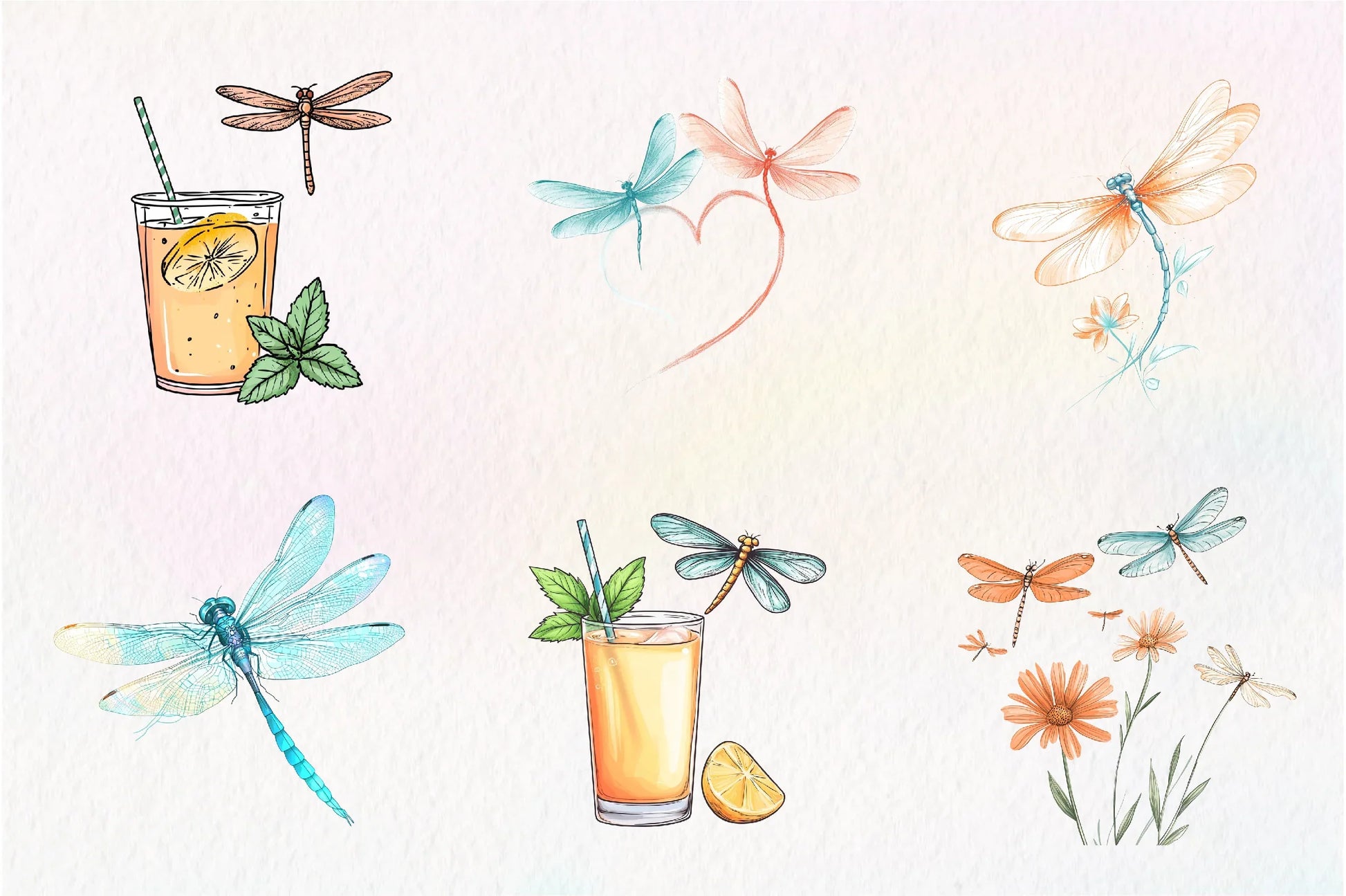 Summer Dragonfly Garden Clipart Bundle - CraftNest - Digital Crafting and Art