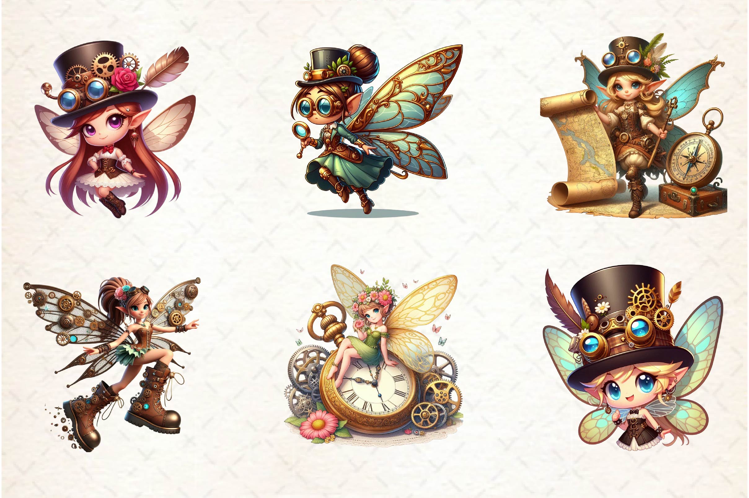Steampunk Fairy Clipart Bundle - CraftNest - Digital Crafting and Art