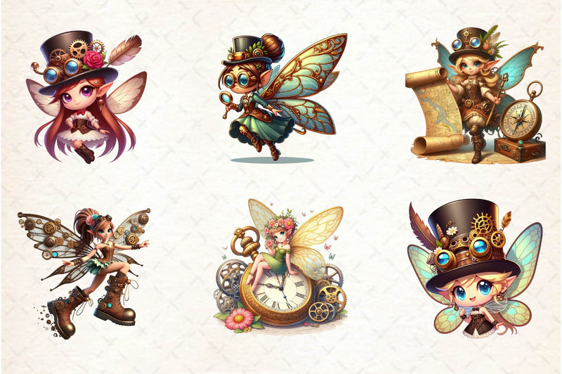 Steampunk Fairy Clipart Bundle - CraftNest - Digital Crafting and Art