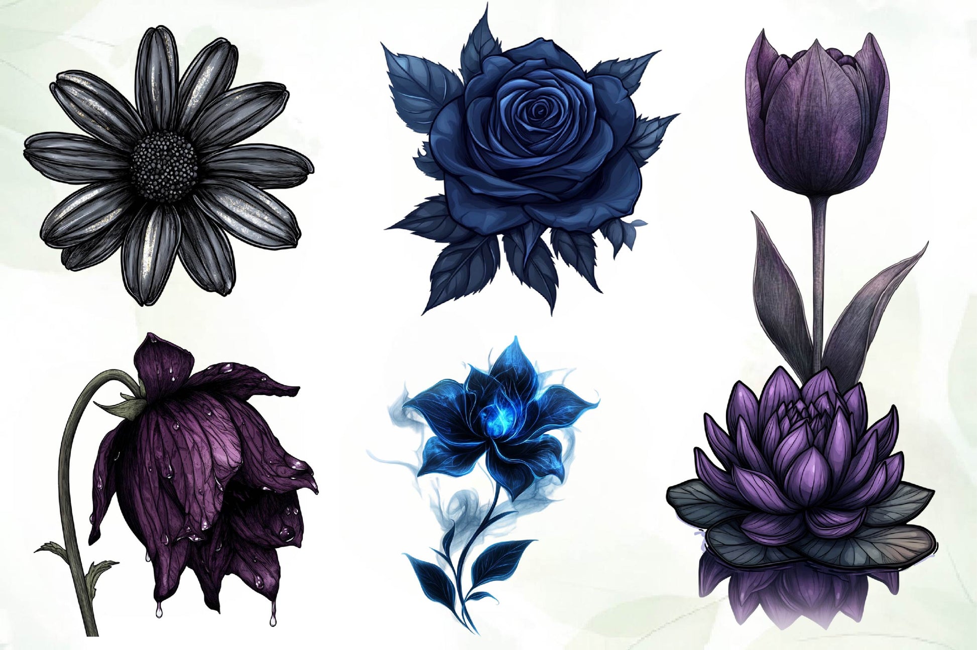 Dark Moody Gothic Flower Clipart Bundle 1 - CraftNest - Digital Crafting and Art