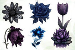Dark Moody Gothic Flower Clipart Bundle 1 - CraftNest - Digital Crafting and Art