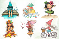 Beach Girl Gnomes Collection Clipart Bundle - CraftNest - Digital Crafting and Art