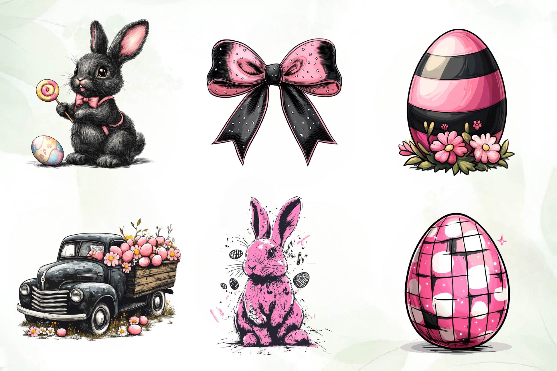 Black & Pink Easter Clipart Bundle - CraftNest - Digital Crafting and Art