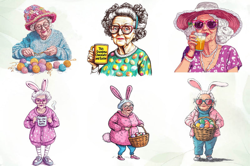 Funny Easter Grandma Clipart Bundle - CraftNest - Digital Crafting and Art