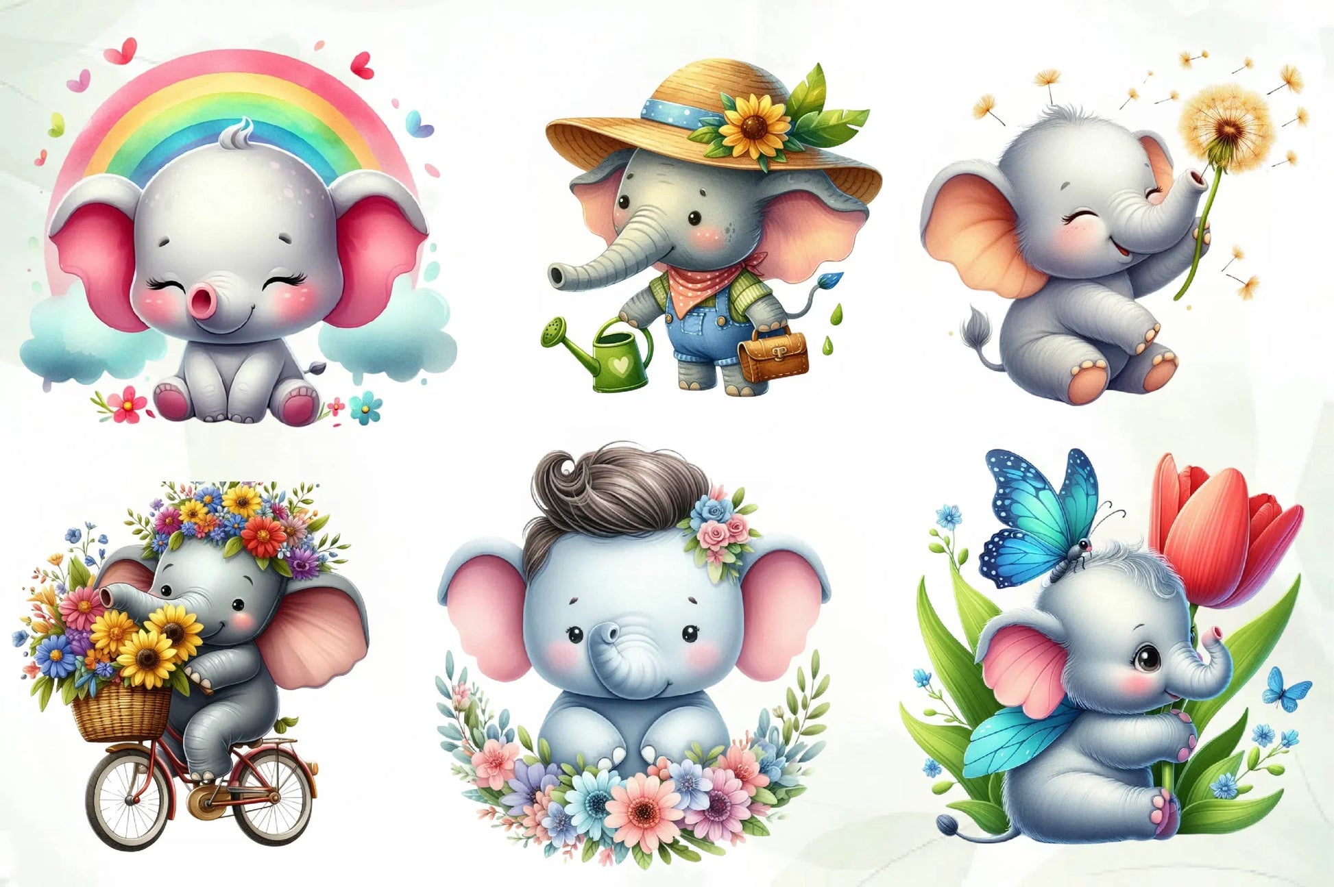 Spring Elephant Baby Clipart Bundle - CraftNest - Digital Crafting and Art