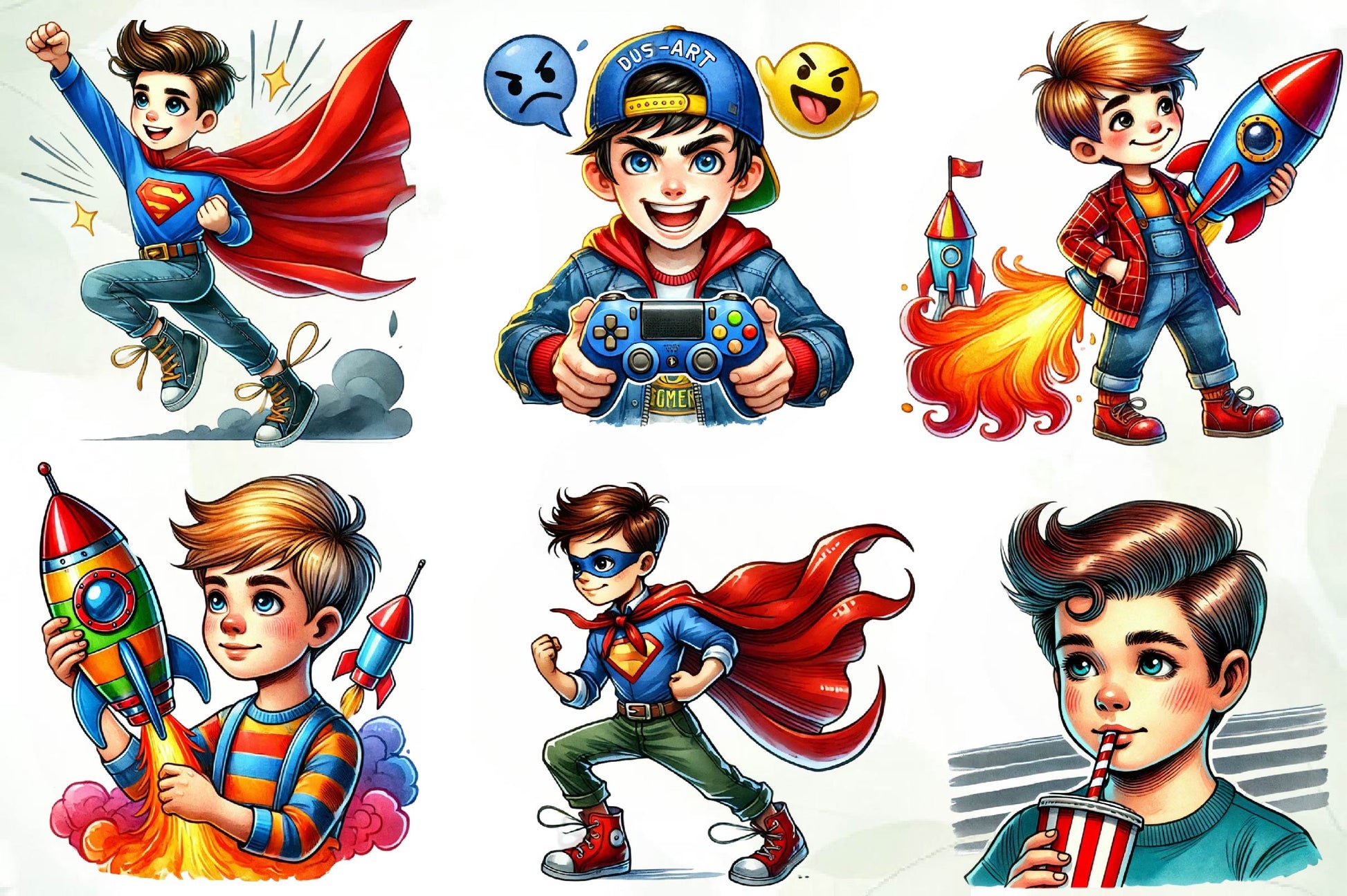 Pop Art Boy Clipart Bundle - CraftNest - Digital Crafting and Art