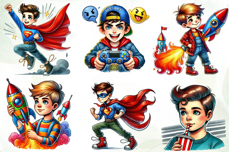 Pop Art Boy Clipart Bundle - CraftNest - Digital Crafting and Art