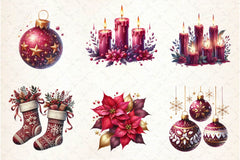 Burgundy Beauty & Holiday Clipart Bundle - CraftNest - Digital Crafting and Art