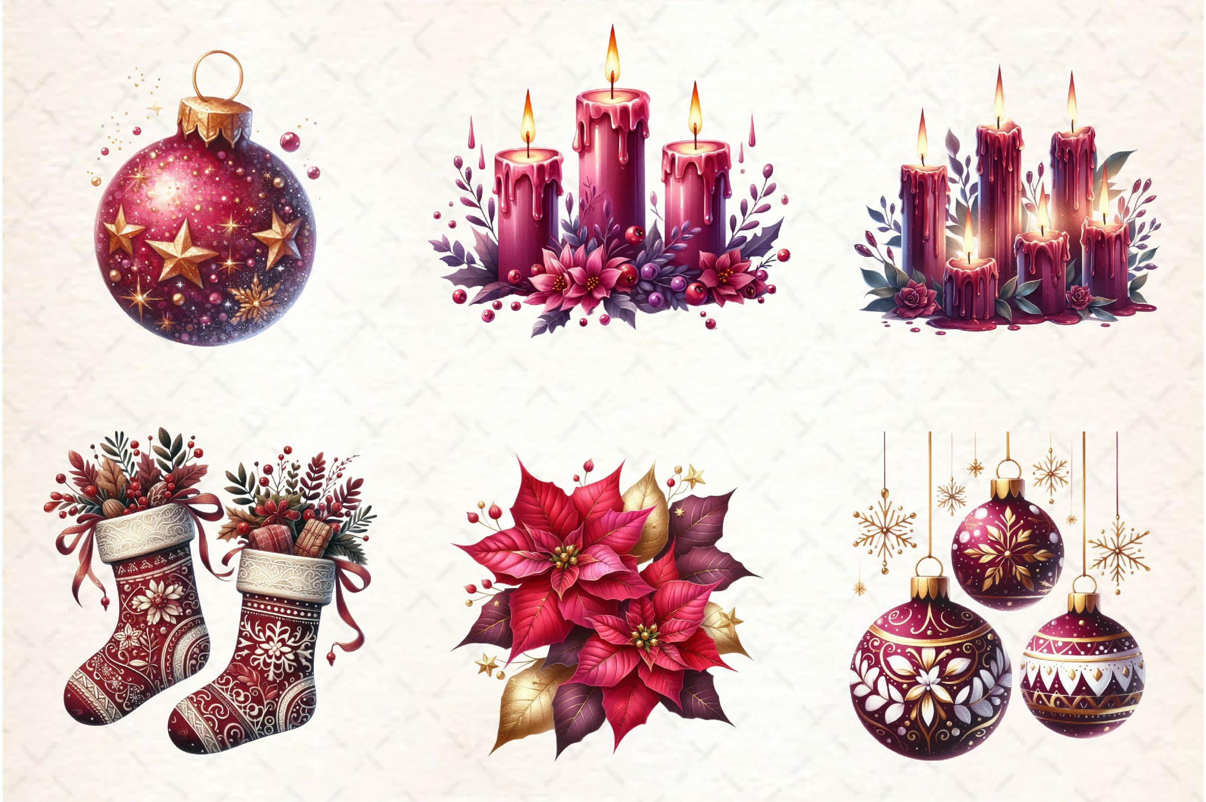Burgundy Beauty & Holiday Clipart Bundle - CraftNest - Digital Crafting and Art