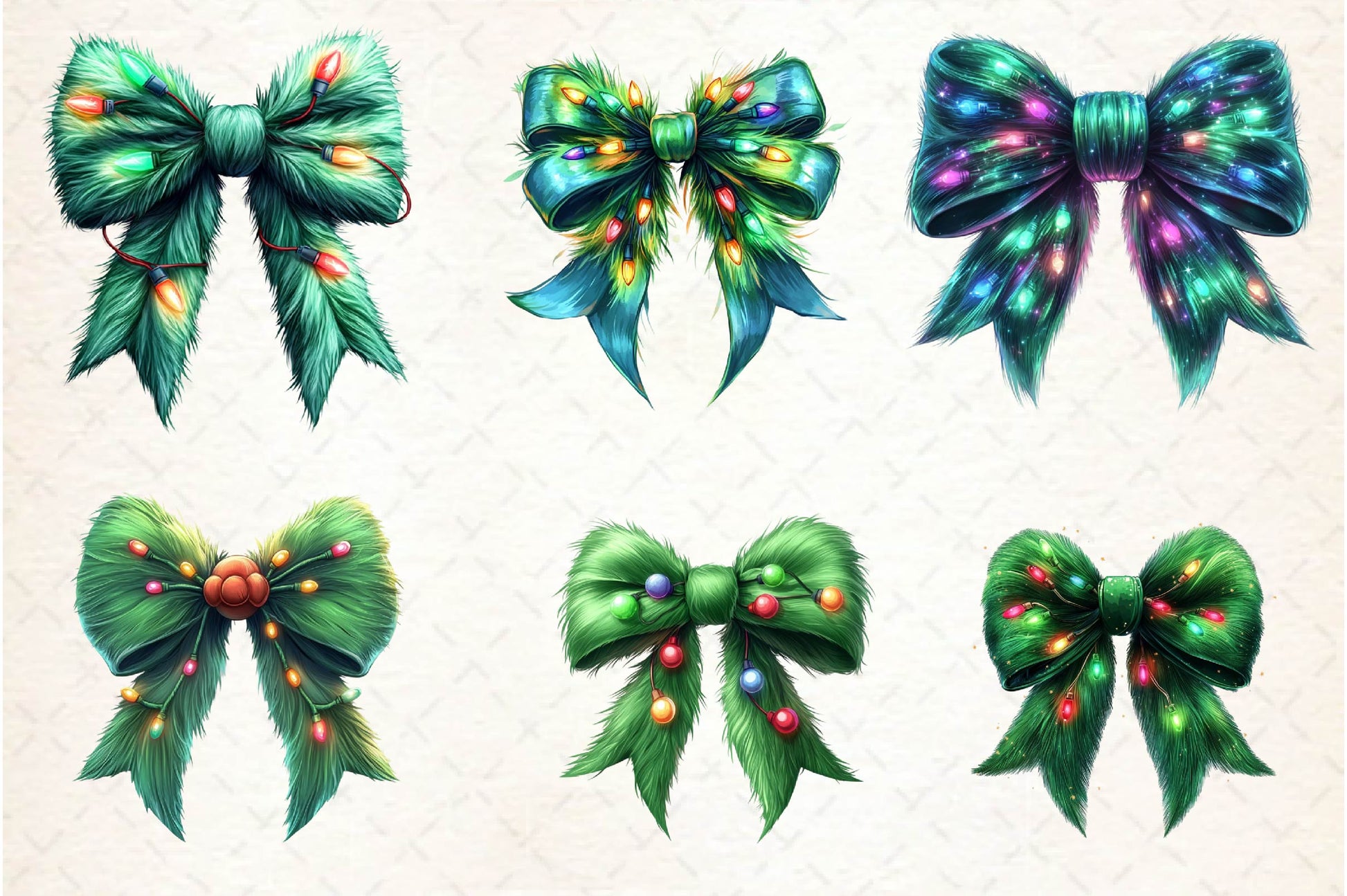 Green Grinch Coquette Bow Clipart Bundle - CraftNest - Digital Crafting and Art