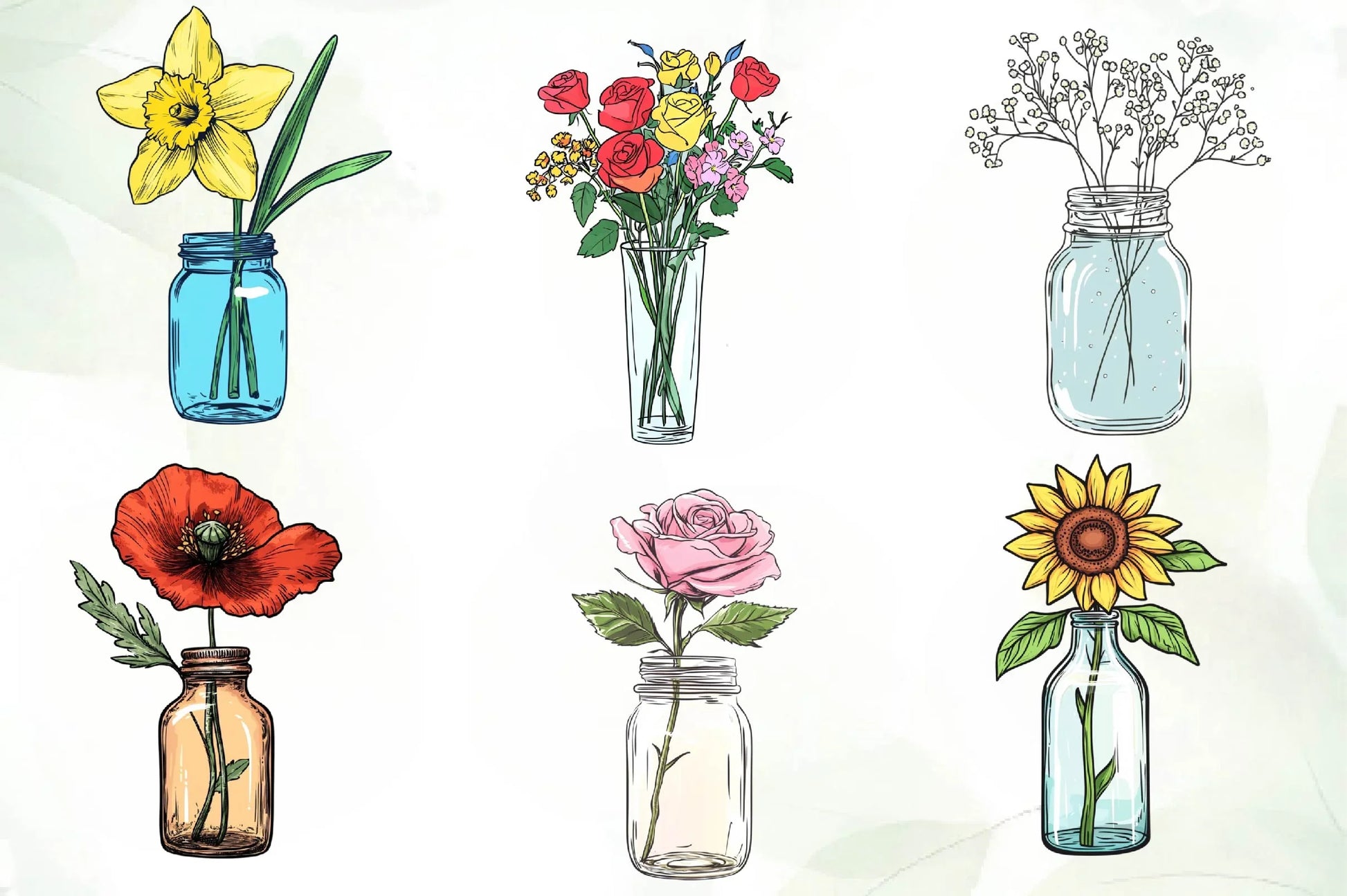 Flower In Jar Clipart Bundle - CraftNest - Digital Crafting and Art