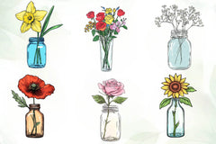 Flower In Jar Clipart Bundle - CraftNest - Digital Crafting and Art