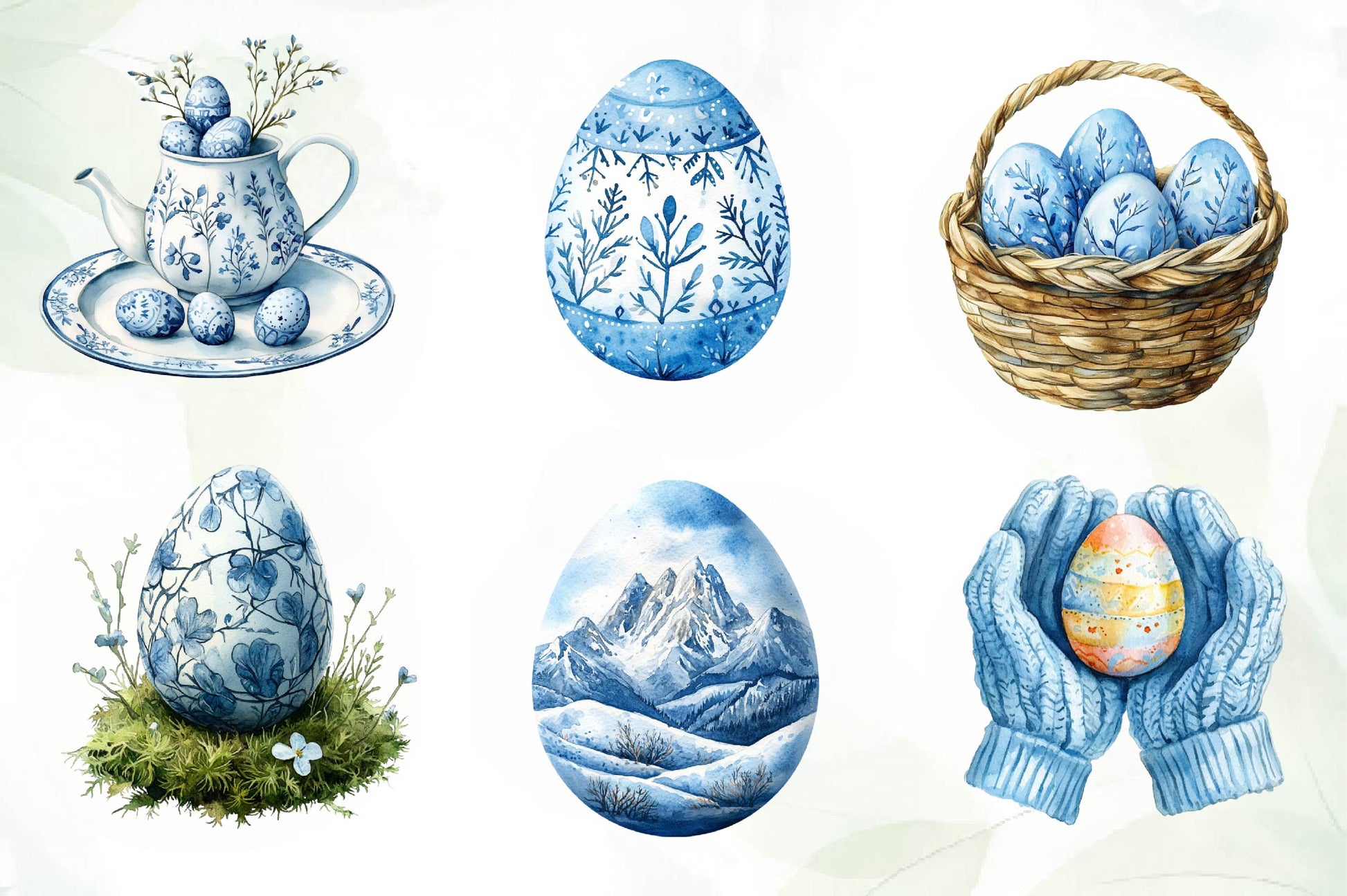 Blue Nordic Easter Clipart Bundle - CraftNest - Digital Crafting and Art