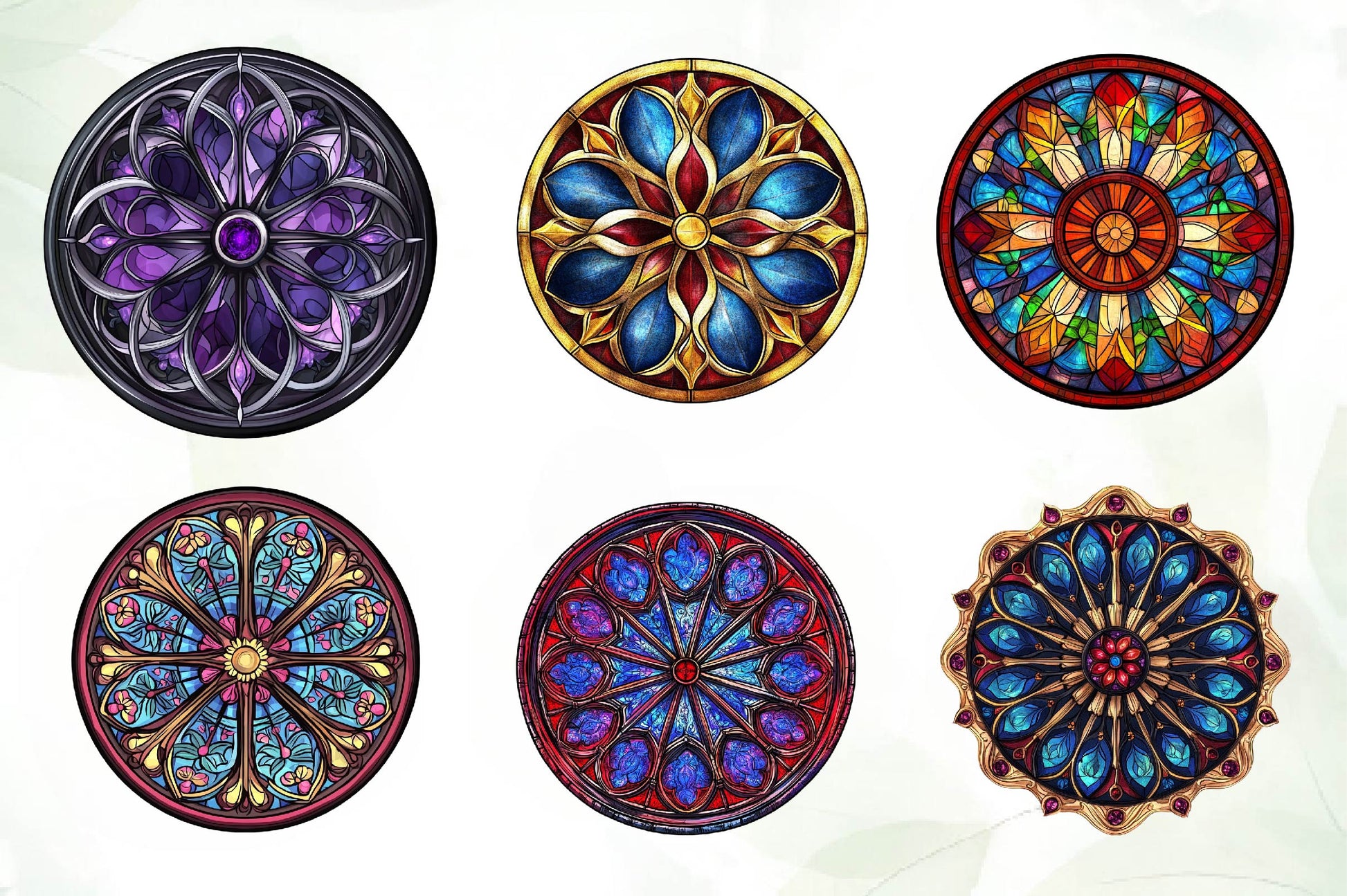 Gothic Rose Window Stained Glass Clipart Bundle - CraftNest - Digital Crafting and Art