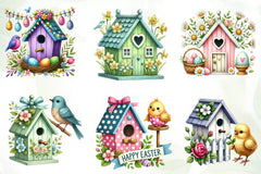 Easter Bird House Clipart Bundle - CraftNest - Digital Crafting and Art