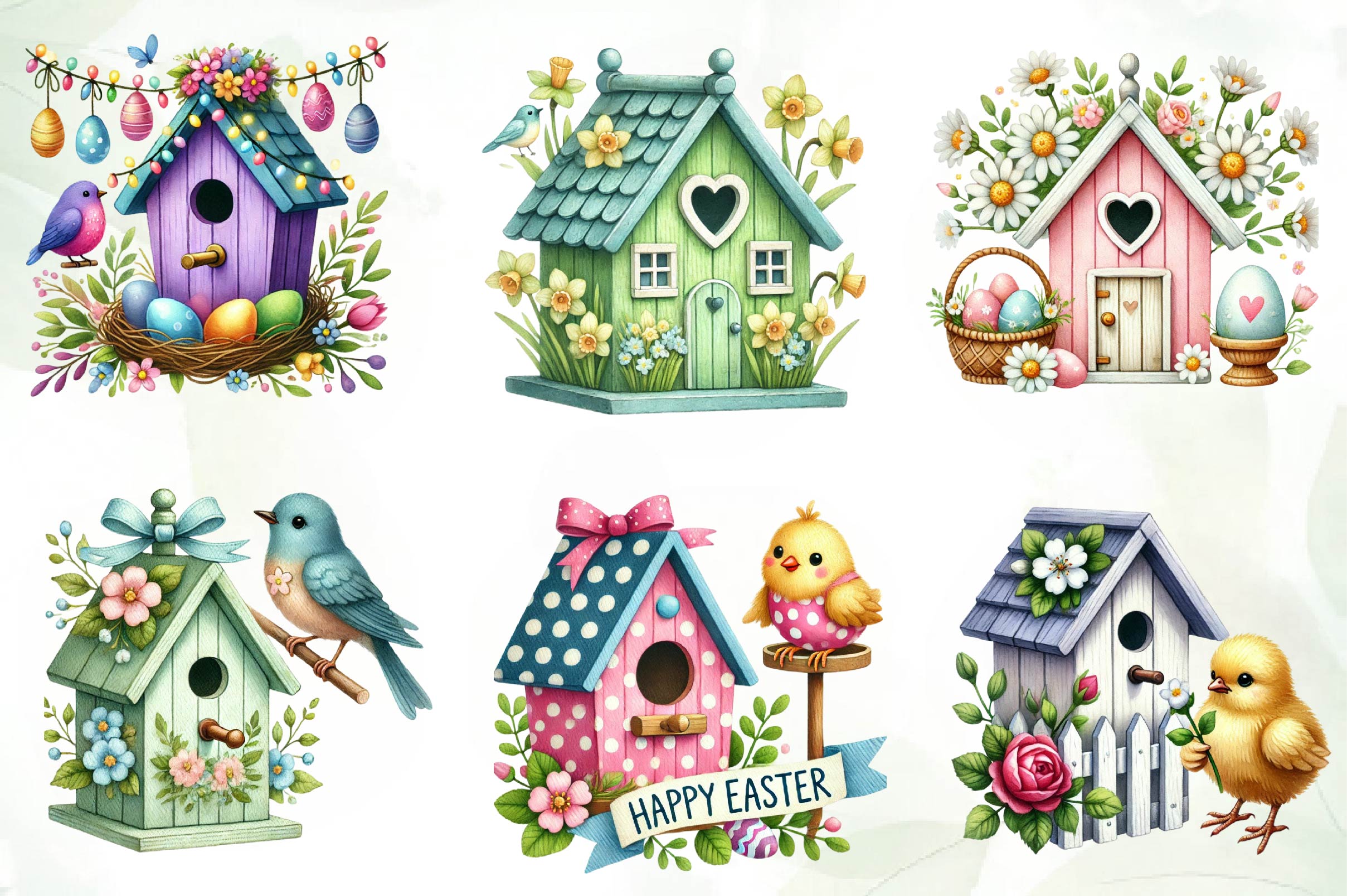 Easter Bird House Clipart Bundle - CraftNest - Digital Crafting and Art