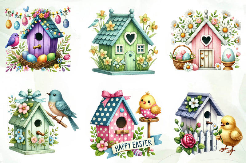 Easter Bird House Clipart Bundle - CraftNest - Digital Crafting and Art