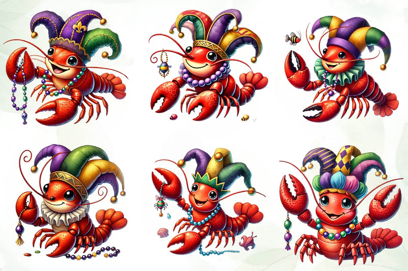 Mardi Gras Crawfish Clipart Bundle 1 - CraftNest - Digital Crafting and Art