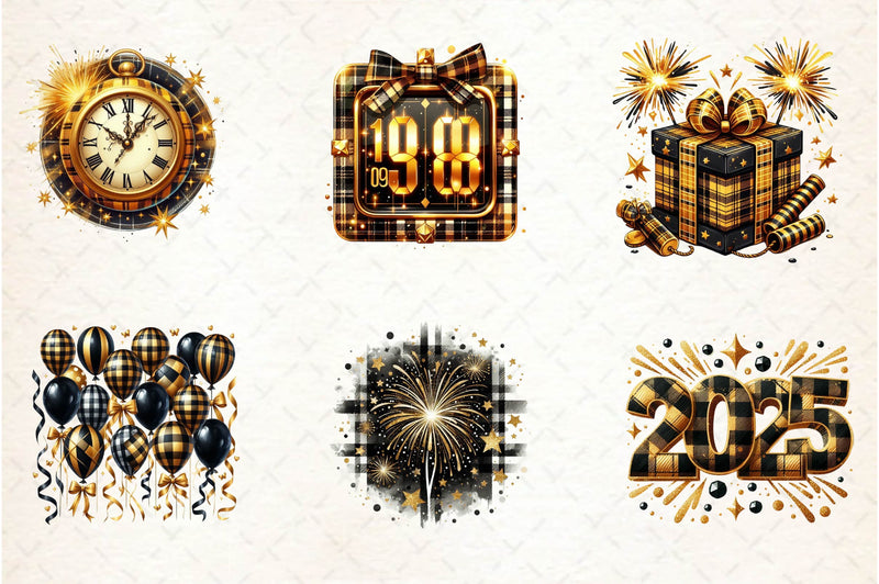 Golden And Black New Year Clipart Bundle - CraftNest - Digital Crafting and Art