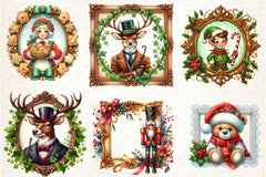 Vintage Christmas Framed Character Clipart Bundle - CraftNest - Digital Crafting and Art