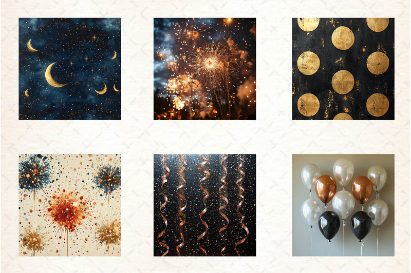 New Year's Eve Seamless Patterns Clipart Bundle - CraftNest - Digital Crafting and Art