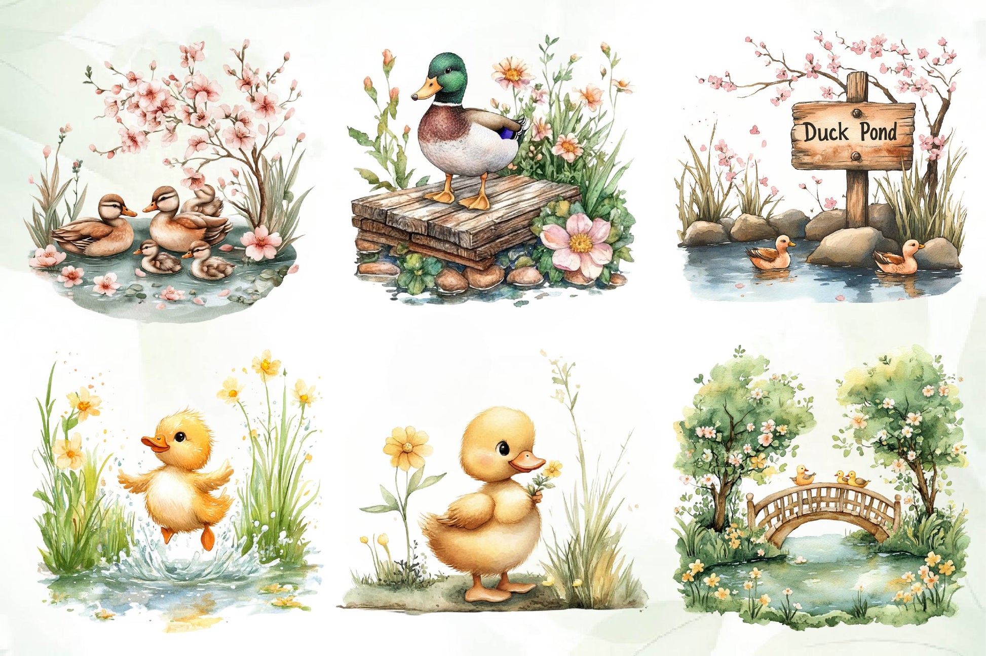 Springtime Duck Pond Clipart Bundle - CraftNest - Digital Crafting and Art