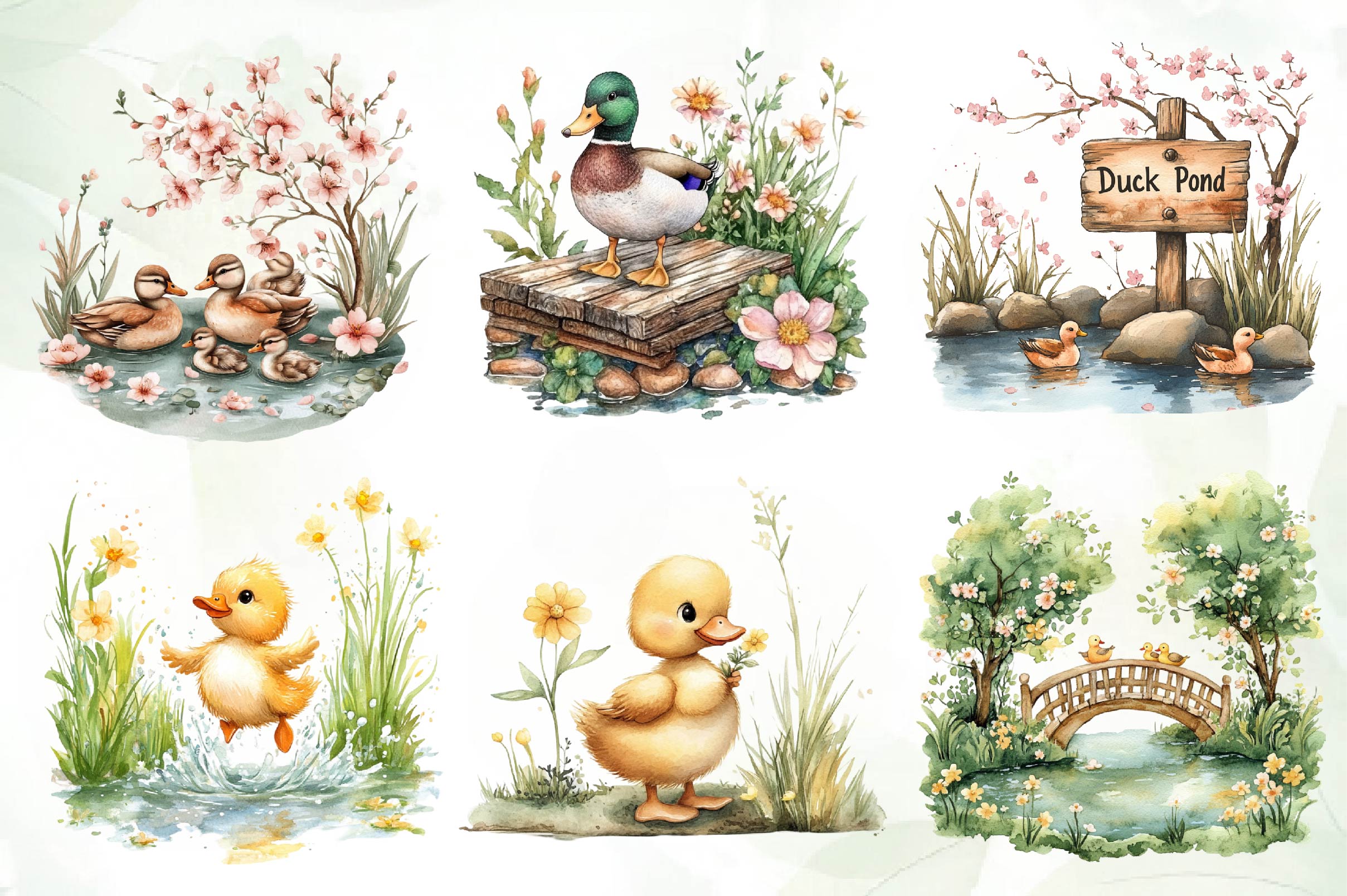 Springtime Duck Pond Clipart Bundle - CraftNest - Digital Crafting and Art