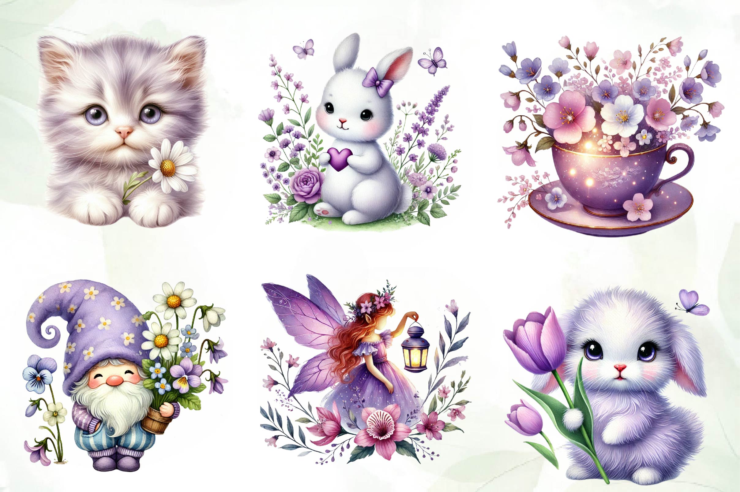 Cute Purple Spring Clipart Bundle - CraftNest - Digital Crafting and Art