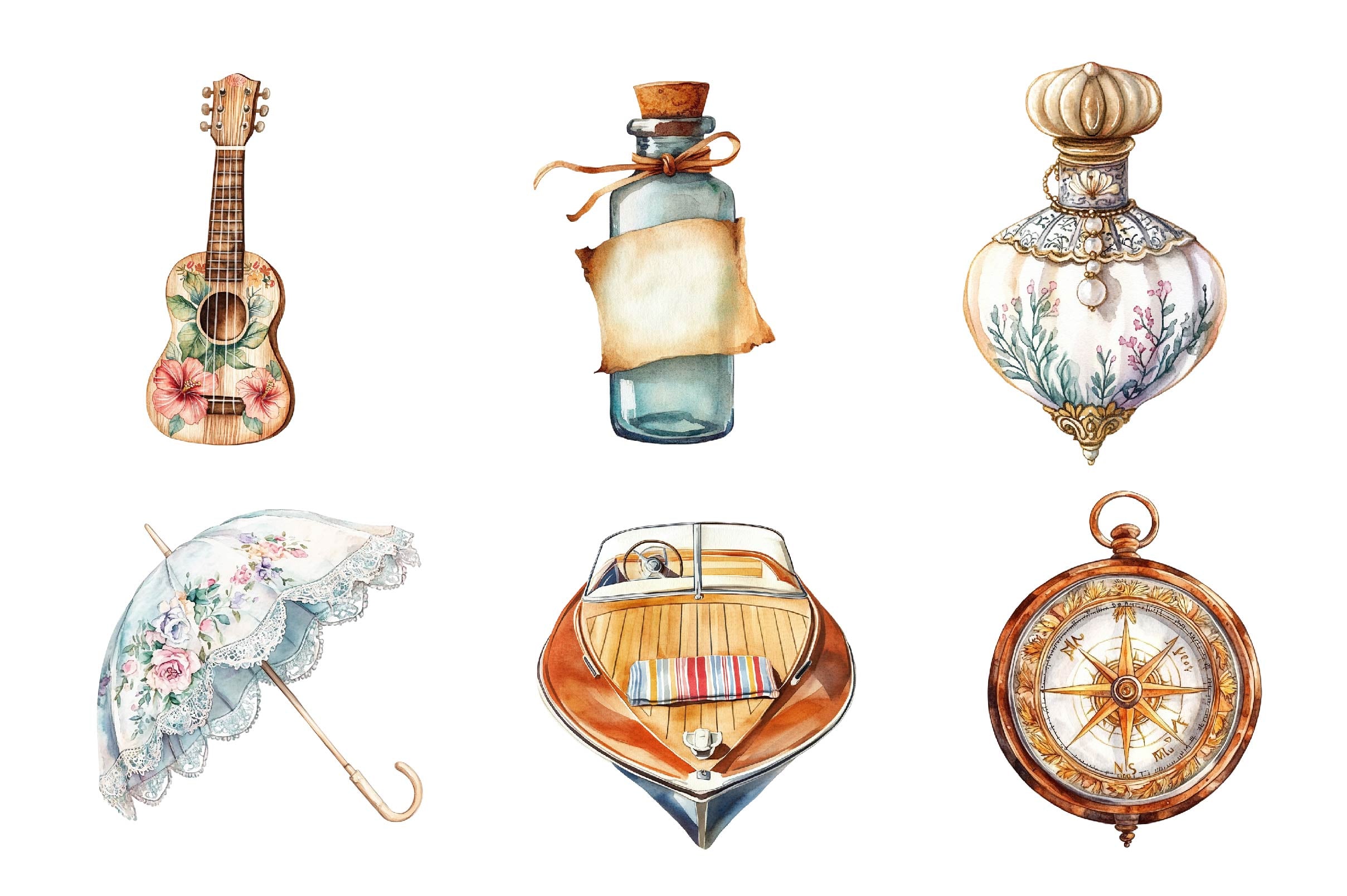 Vintage Summer Tropical Clipart Bundle - CraftNest - Digital Crafting and Art