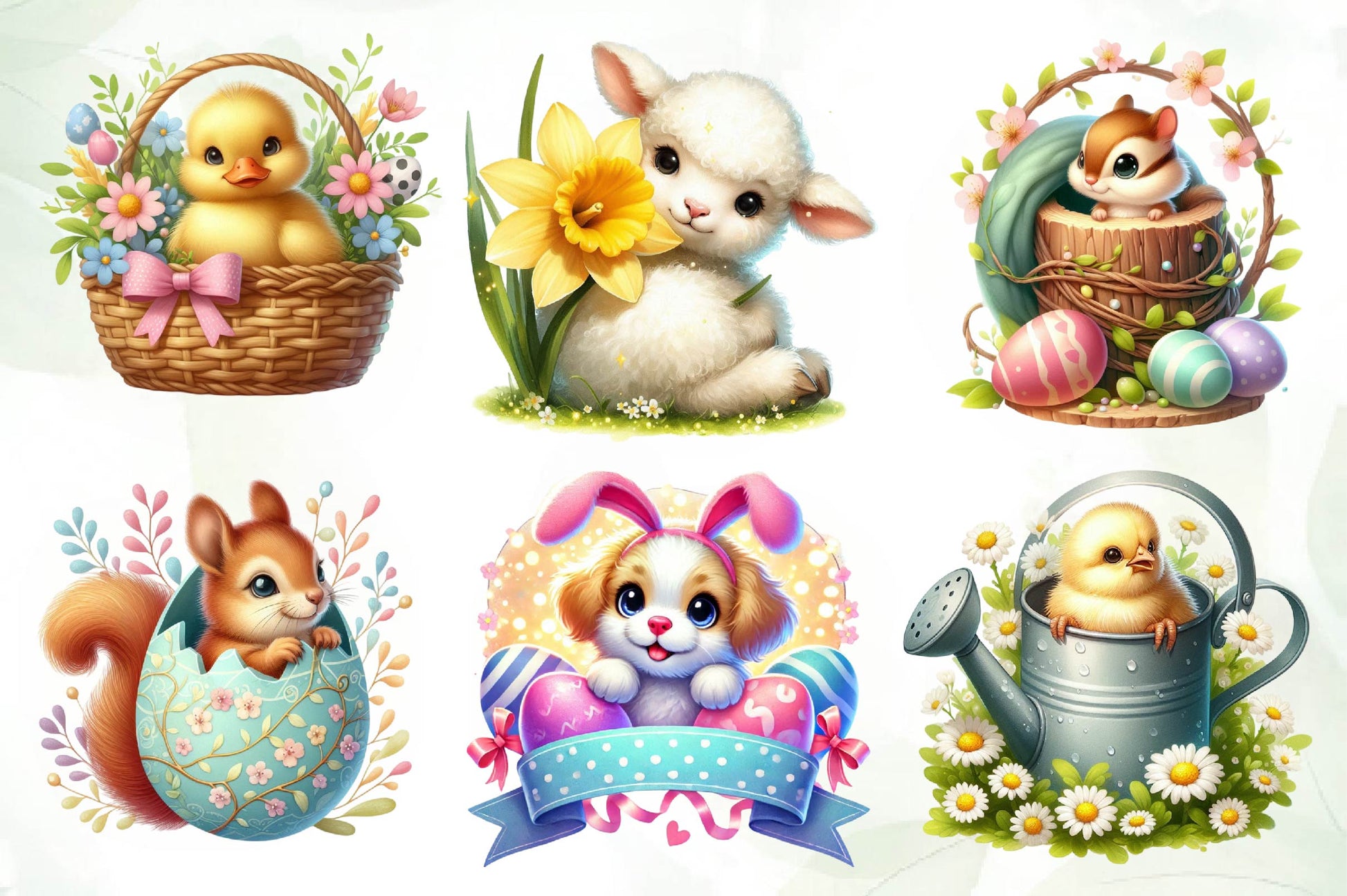 Cute Peeking Easter Animals Clipart Bundle - CraftNest - Digital Crafting and Art