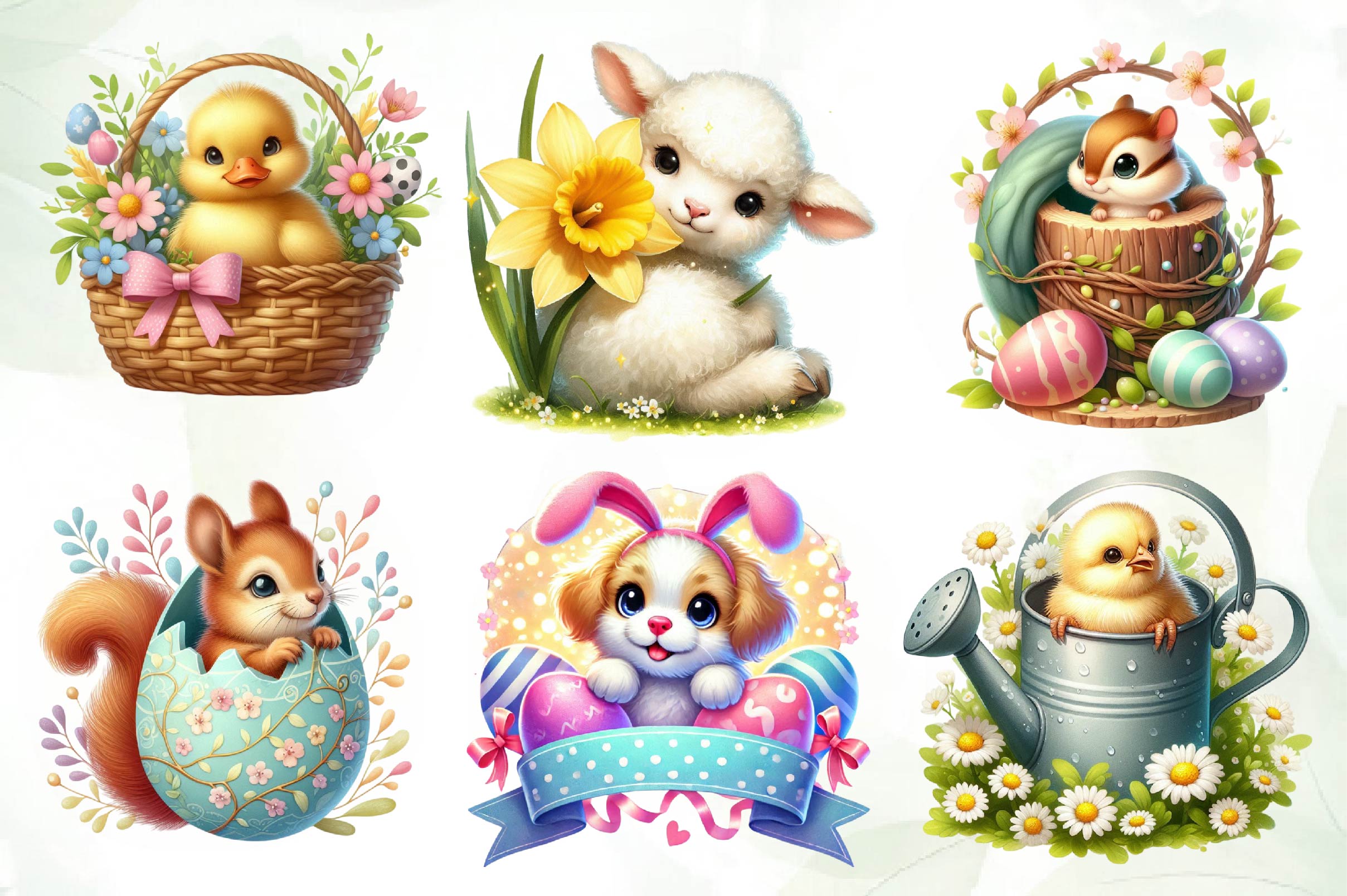 Cute Peeking Easter Animals Clipart Bundle - CraftNest - Digital Crafting and Art