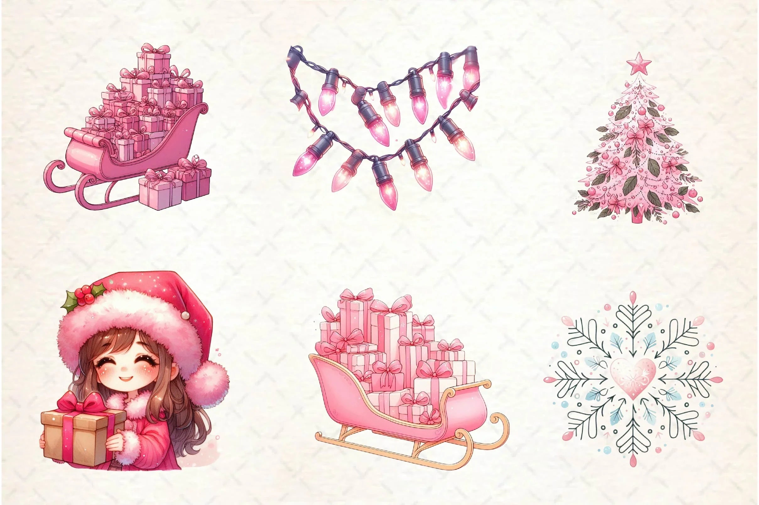 Cute Girly Christmas Clipart Bundle - CraftNest - Digital Crafting and Art