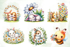 Bunny Daisy Clipart Bundle - CraftNest - Digital Crafting and Art